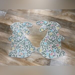 Tahari Home Beaded Rabbit Shaped beaded charger set of two - Brand new!